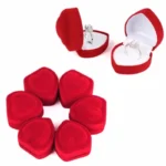 1/10pcs Velvet Red Heart Shaped Jewelry Box Ring Case Earring Display Cases Holder - Image 3
