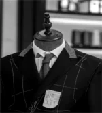 Navy Blue Striped Men Suits Slim Fit Peak Lapel Double Breasted Blazer Wedding - Image 3