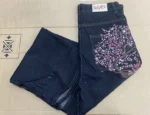 Vintage Low Waist Hip Hop Cherry Blossom Embroidered Jeans Wide Leg Trousers Y2K - Image 6