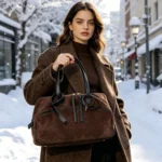 Autumn Winter Women's Cow Genuine Leather Tote Bag Suede Commuting Cowhide Handbags - Image 2