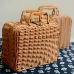 1 Pcs Rattan Baskets Picnic Storage Basket Wicker Suitcase With Hand Gift Box - Image 3
