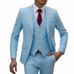 13 Color Basic Style Men's Casual Solid Color 3 Pieces Suits / Male Two Button - Image 3