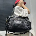 Luxury Soft Pu Leather Brand Girls Shoulder Bags Black HandBags Tote New Arrival Y2K