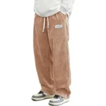 New Mens Corduroy Casual Pants Fashion Loose Fit Baggy Pants Straight - Image 3