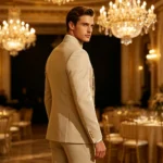 Men's Double Breasted Stand Collor Suit 2 Pieces Blazer Pants Set Slim Fit Business - Image 4