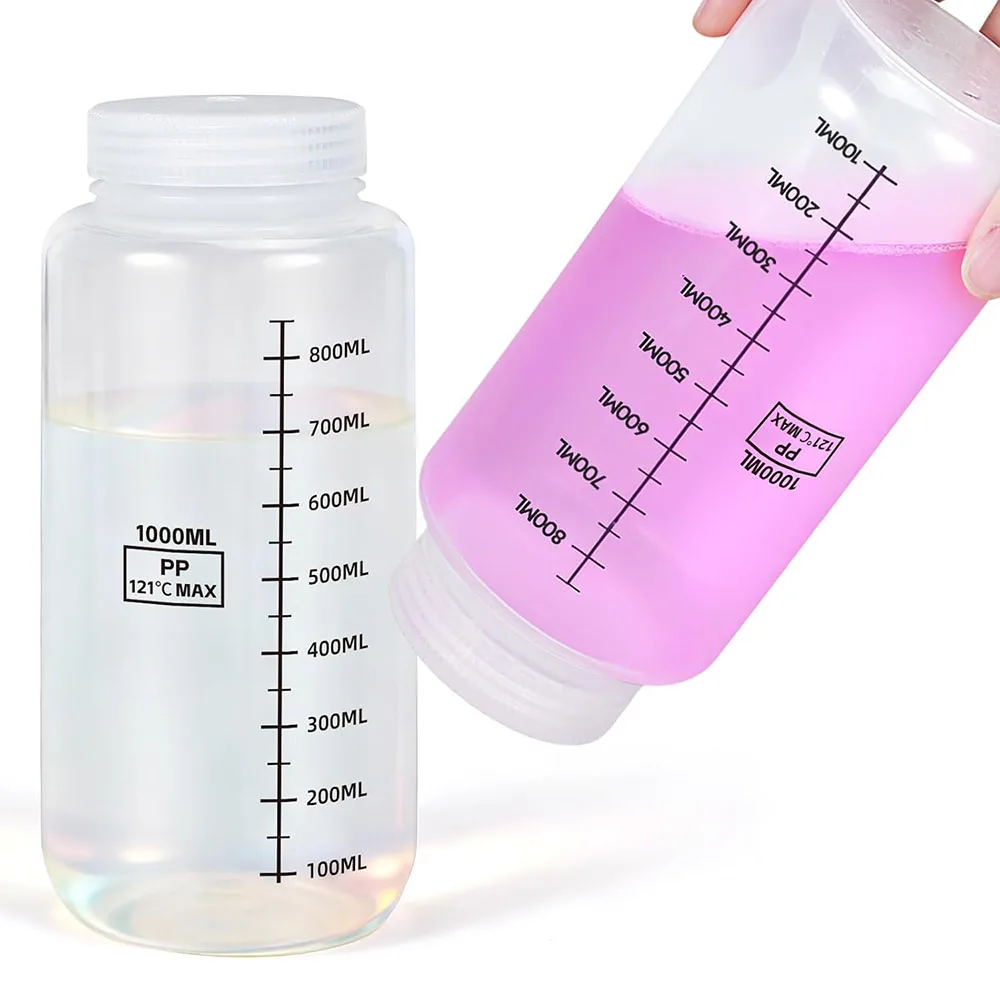 kf-S1f24ad6524894df2a64f3baa5b84311fk Set of 2 Wide Mouth Plastic Bottles with Lids PP Containers Jars 250ml 500ml - Image 1