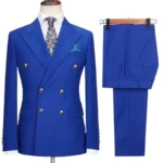 Double-breasted suit for formal occasions, gold buttons, men's outfit - Image 5