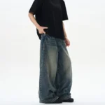 2025 Spring New Men's Jeans Oversized Wide Leg Pants Loose Vintage Patchwork - Image 3