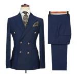 Double-breasted suit for formal occasions, gold buttons, men's outfit - Image 2
