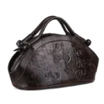 New Vintage Flower Printing Women Handbags Designer Cow Genuine Leather - Image 2