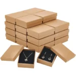 24 Packs Necklace Ring Box 3.5x2.75x1 Inch Brown Kraft Cardboard Jewelry