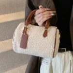 Teddy Fabric Mini Travel Bag Cute Crossbody Pouch Plush Shoulder