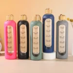 32oz 1L Time-marked Glass Water Bottles Portable Drink Bottle