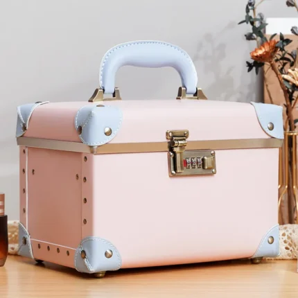 New trendy vintage handbag popular password lock makeup case large