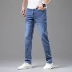 Summer Thin Men's Elastic Cotton Jeans Fashion Gray Comfortable Business - Image 3