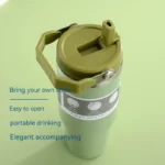600ML/890ML Stainless Steel Thermos Cup with Straw Car Coffee Mug Sports - Image 5