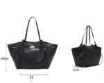 Fashion Large Capacity Trapeze Bag Designer Chic Lock Women Shoulder Bags Luxury Pu Leather - Image 6