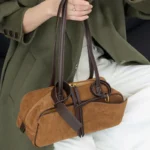 Autumn Winter Women's Cow Genuine Leather Tote Bag Suede Commuting Cowhide Handbags - Image 5