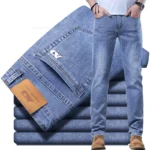 Spring Men's Light Blue Slim Jeans Stylish Casual Stretch Fabric DenimGray