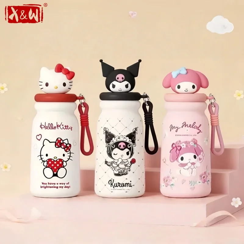 kf-S2c752f600d1b4f66b210c27d1ea2c426h X&W Sanrio 440ML Insulated Straw Water Bottles Cartoon Doll Lid Thermos Cup - Image 1