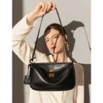 2026 Spring New Luxury Brand Women Shoulder Bags Split Leather Black - Image 3