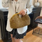 LEFTSIDE Weave Straw Shoulder Bags for Women 2026 Summer Luxury Designer Small Hand - Image 3