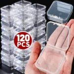 200pcs Mini Square Storage Box Transparent Plastic Flip - Image 2