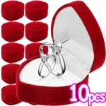 1/10pcs Velvet Red Heart Shaped Jewelry Box Ring Case Earring Display Cases Holder - Image 2