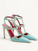 Summer Square Headed Rivet High-heeled Women's Sandals, Fashionable and Sexy Women's