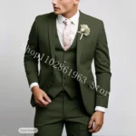 3 Pieces Male Suits Green Elegant Wedding Suits For Men Formal Best Men Blazer Slim Fit - Image 3