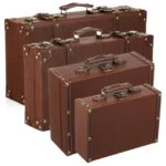 Vintage Leather Suitcase Luggage Clothing Organizer Portable Trunk Handbag