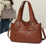 2024 Women High Quality Leather Shoulder Bag Top-handle Bags Casual Large Capacity