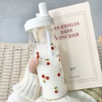 500/850ML Bow Straw Water Bottles For Girls Cute Plastic Drinking Water - Image 2