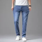 Summer Thin Men's Elastic Cotton Jeans Fashion Gray Comfortable Business - Image 4