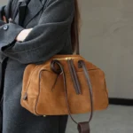 Autumn Winter Women's Cow Genuine Leather Tote Bag Suede Commuting Cowhide Handbags - Image 3