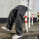 New Streetwear Loose Jeans Men Korean Style Fashion Loose Straight Wide Leg