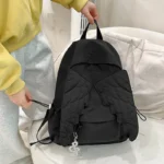Cute Angel Wings Quilted Backpack Fashion Nylon School Bag Stylish Embroidered