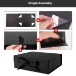 3pcs Black Magnetic Gift Box with Lid Ribbons Paper Bags Shredded - Image 4