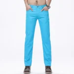 2026 96% Cotton Elastic Lake Blue Jeans Men's Spring Slim Straight Denim - Image 4