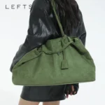 LEFTSIDE Large Capacity Suede Fabric Simple Tote Bag for Women Shoulder Bags