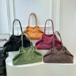 LEFTSIDE Large Capacity Suede Fabric Simple Tote Bag for Women Shoulder Bags - Image 5