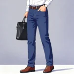 2024 Summer Thin Men's Elastic Cotton Jeans Fashion Gray Comfortable Business - Image 2