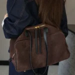 Autumn Winter Women's Cow Genuine Leather Tote Bag Suede Commuting Cowhide Handbags - Image 4