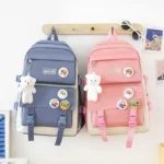 5PCS Kit Backpack Female Fashion Lady High Capacity Waterproof College - Image 2