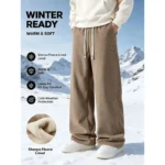 Men's Winter Sports Pants Corduroy Men's Straight Sweatpants Thickened And Warm - Image 3
