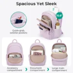 BAGSMART School Backpacks for Girl Quilted Casual Daypack Water-Resistant - Image 3