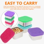 4Pcs 2/6oz Snack Container Stainless Steel Salad Box with Silicone Lids - Image 2