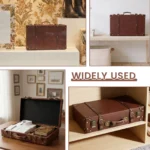 Vintage Leather Suitcase Luggage Clothing Organizer Portable Trunk Handbag - Image 2