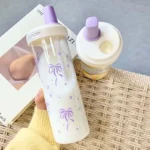 500/850ML Bow Straw Water Bottles For Girls Cute Plastic Drinking Water