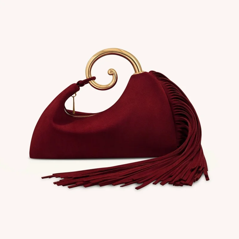 kf-S58f8718cd8a04f7399f3bdfe045ad6b5x Trendy Creative Horsetail Shape Women's Handbag French Elegant Tassel Design Metal Ring - Image 1